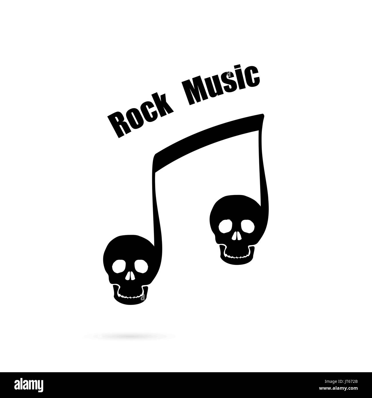Musical note sign and human skull icon vector logo design template.Rock or Death Music Template Design.Design for greeting Card,Poster,Flyer,Cover,Bro Stock Vector