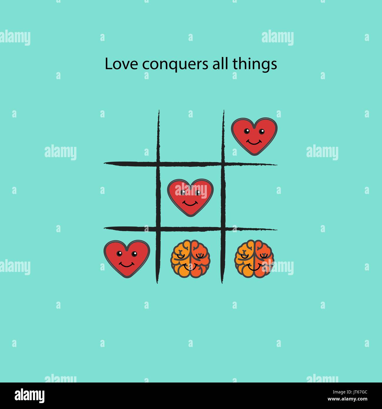 Simple game - X-O game.Tic-tac-toe elements.Love conquers all things concept.Vector illustration Stock Vector