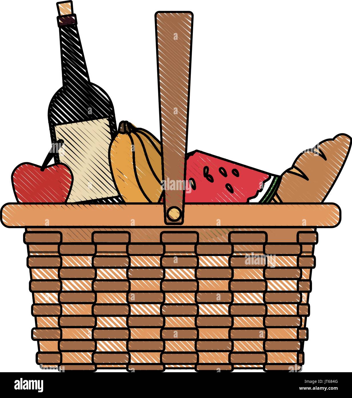 picnic basket food drink lunch design Stock Vector Image & Art - Alamy