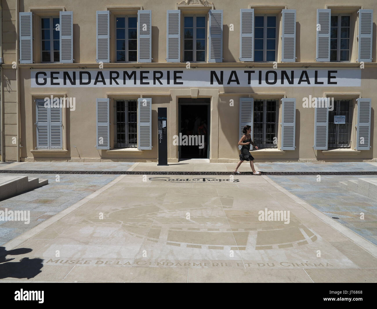 Saint-Tropez (south-eastern France): the famous police station ('gendarmerie') in Place Blanqui, where 'Le gendarme de Saint Tropez' featuring Louis d Stock Photo