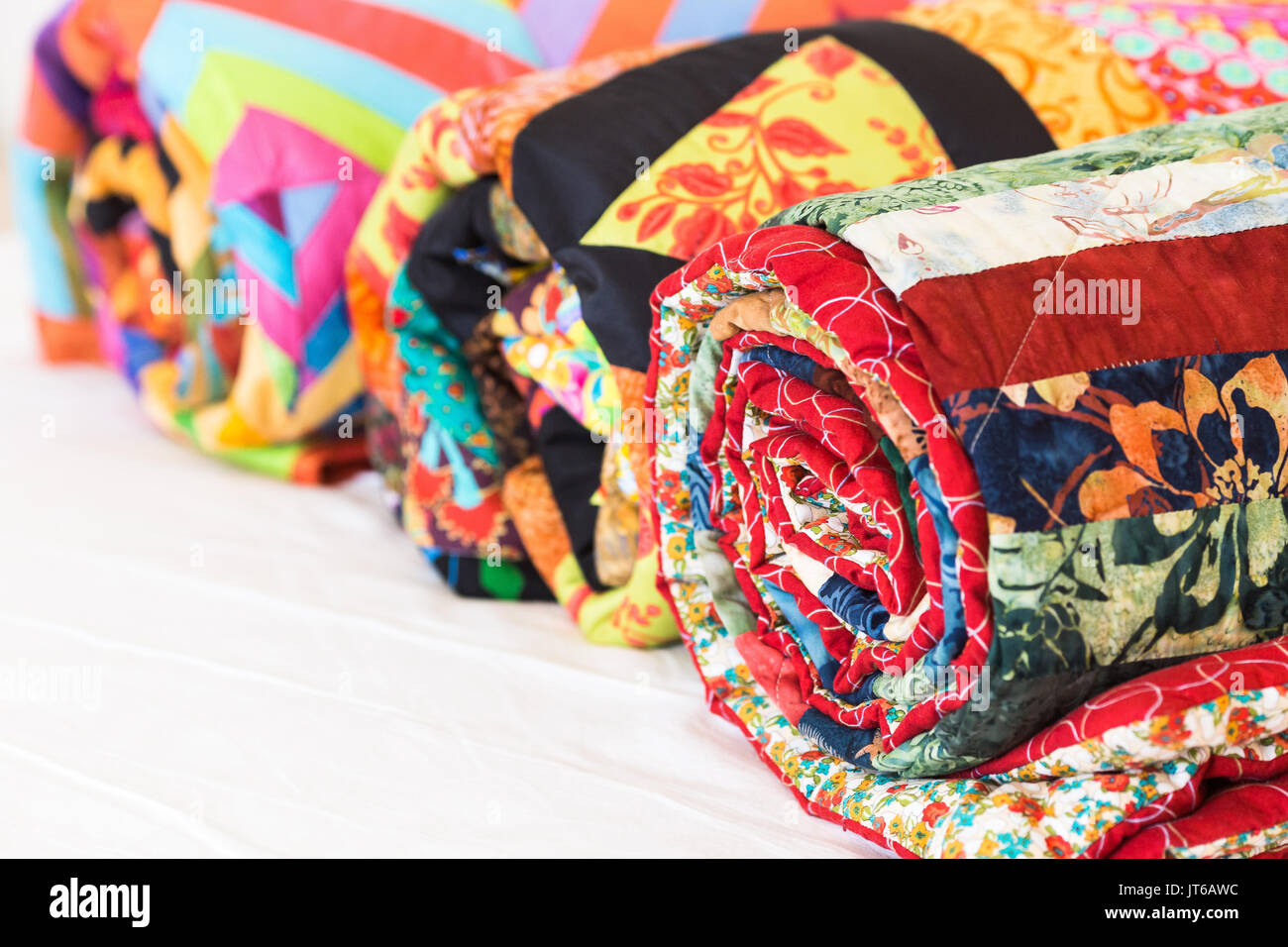 handcraft, ornament, garment industry concept. pack of three twisted veils  sewed by invisible thread from pieces of old fabric varied by shade and  print Stock Photo - Alamy