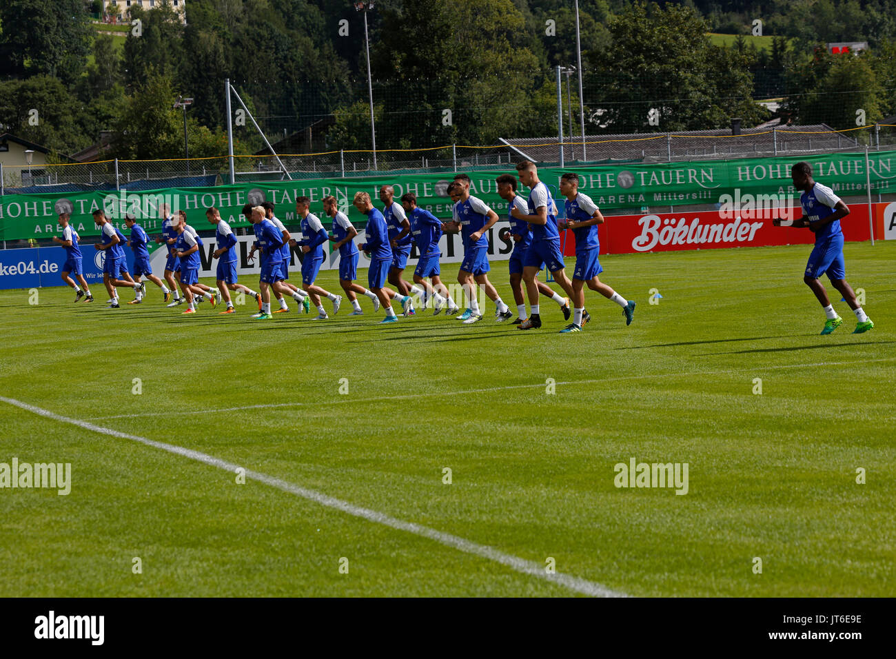 Warm up of the team - 28.07.2017, Soccer camp in Mittersill / Austria Stock Photo