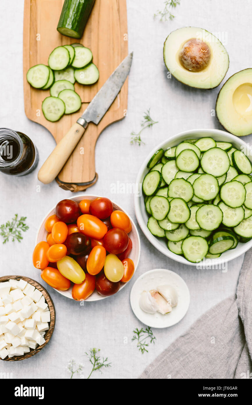 Cucumber Tomato Mozzarella Salad (closer look Stock Photo Alamy