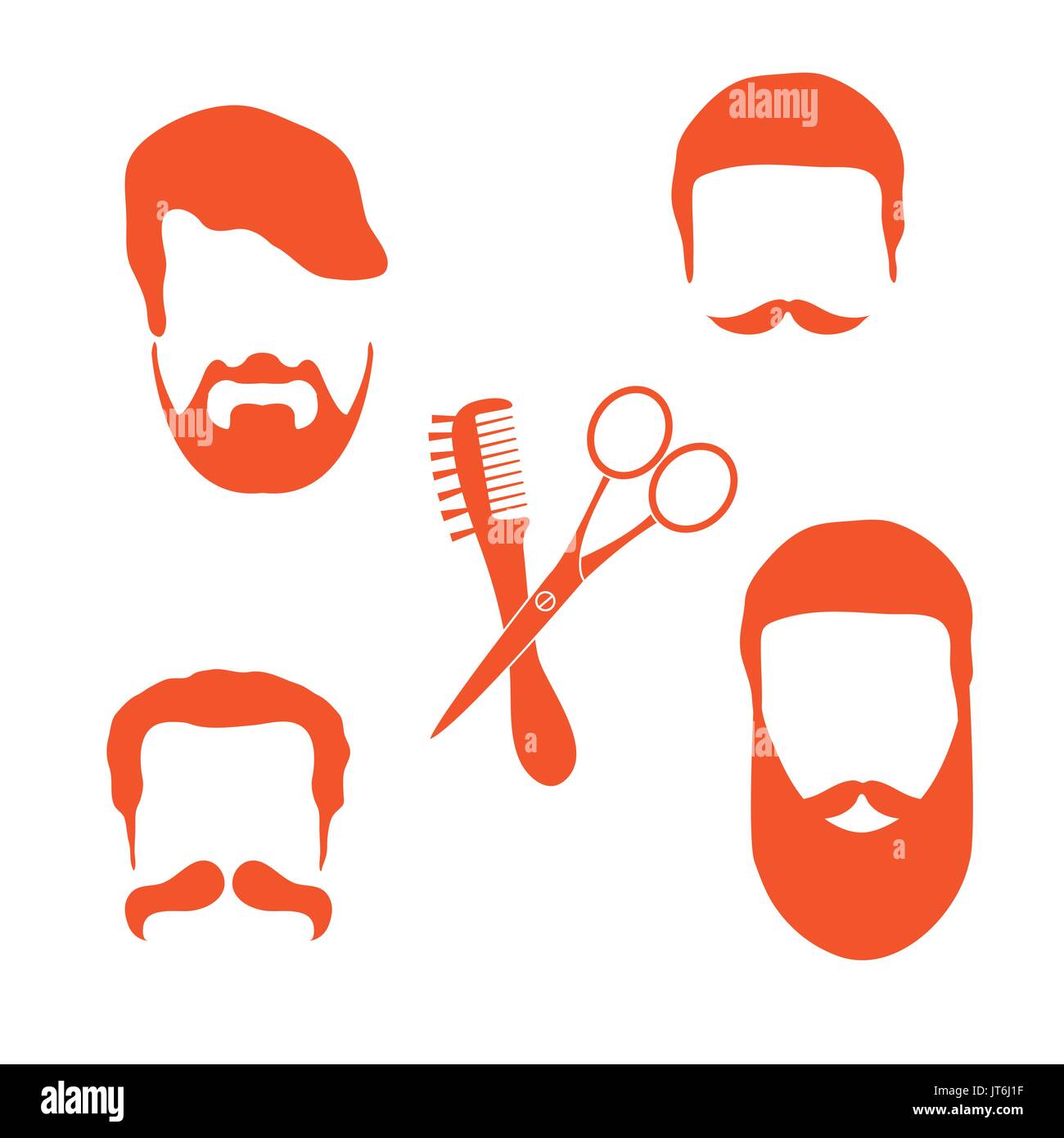 Cute Vector Illustration Of Men Hairstyles Beards And