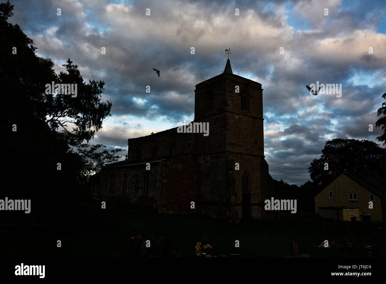 All Saints Church at Braunston in Rutland, where bats are roosting and causing damage. 3rd August 2017. Photos by John Robertson, Stock Photo