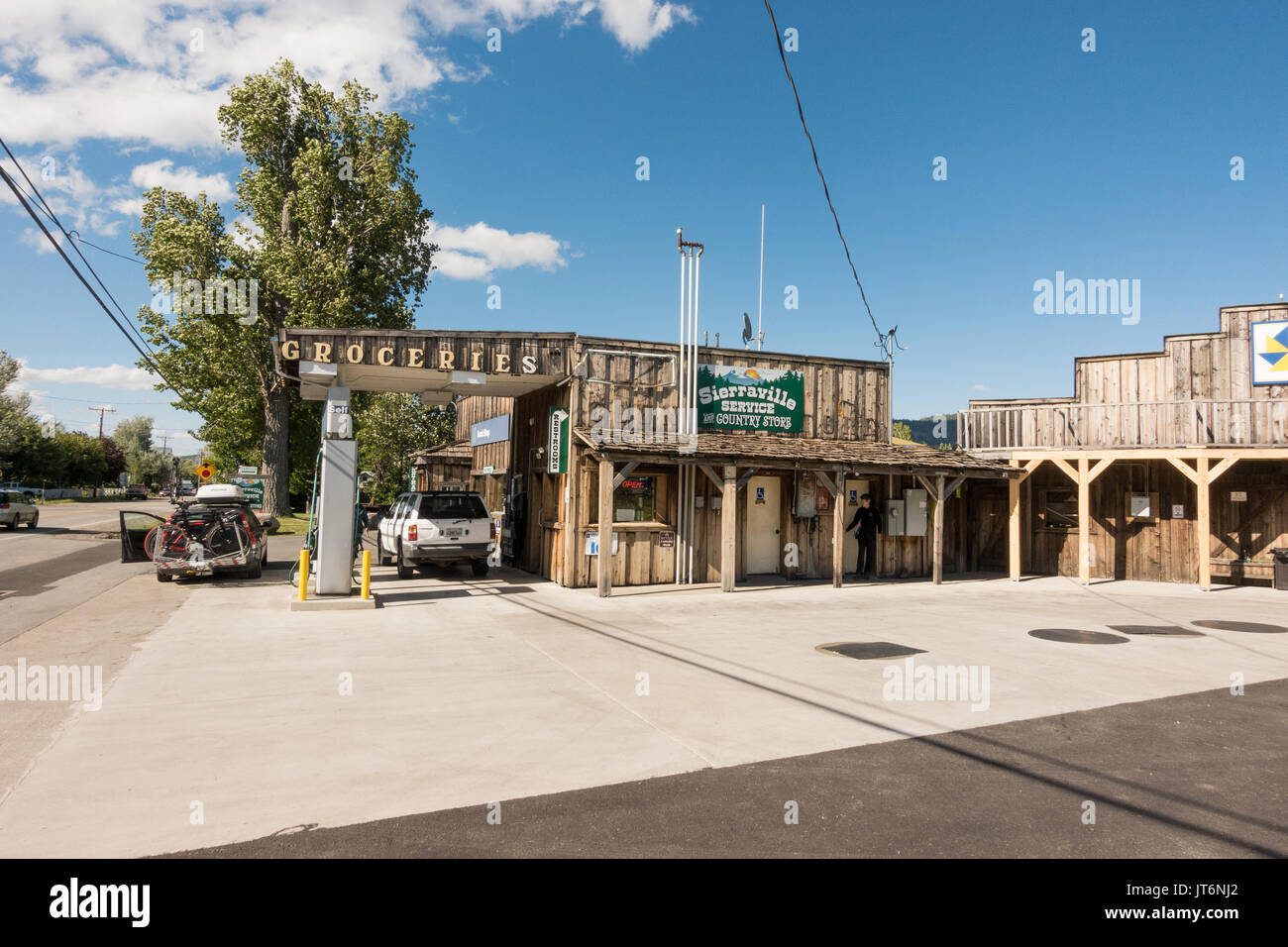 Street view at the gas station and food mart in Sierraville, CA Stock Photo