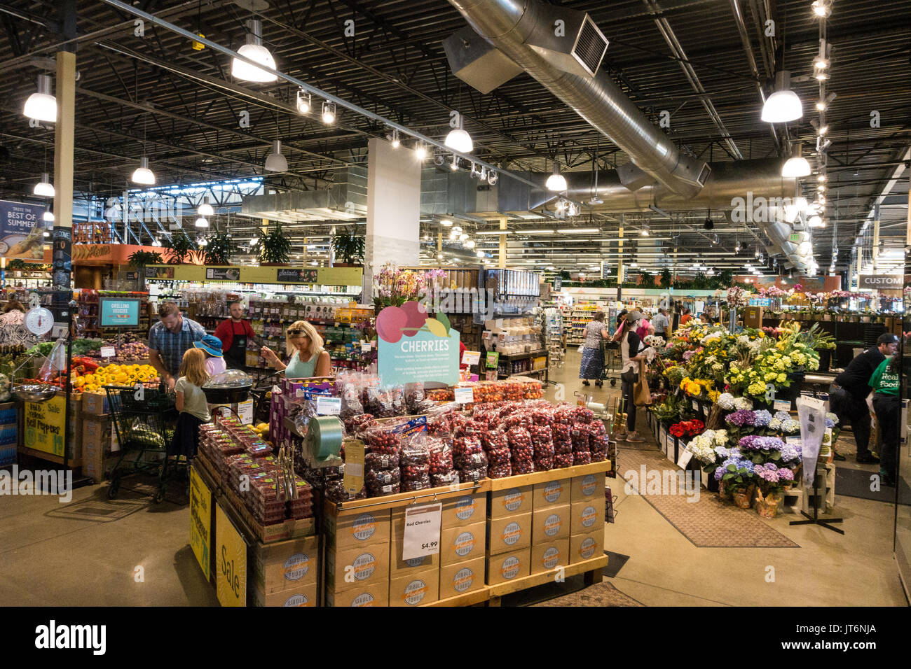 Fruit and vegetable section inside of the Whole Foods Market organic store in Roseville California Stock Photo