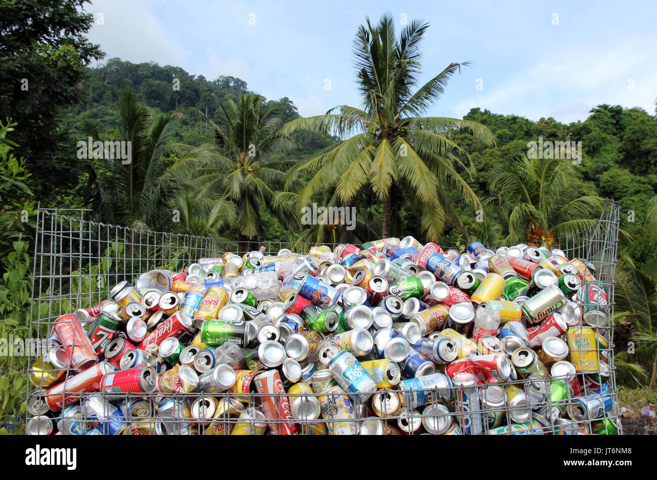 bottle and can waste Tioman Island Malaysia Stock Photo