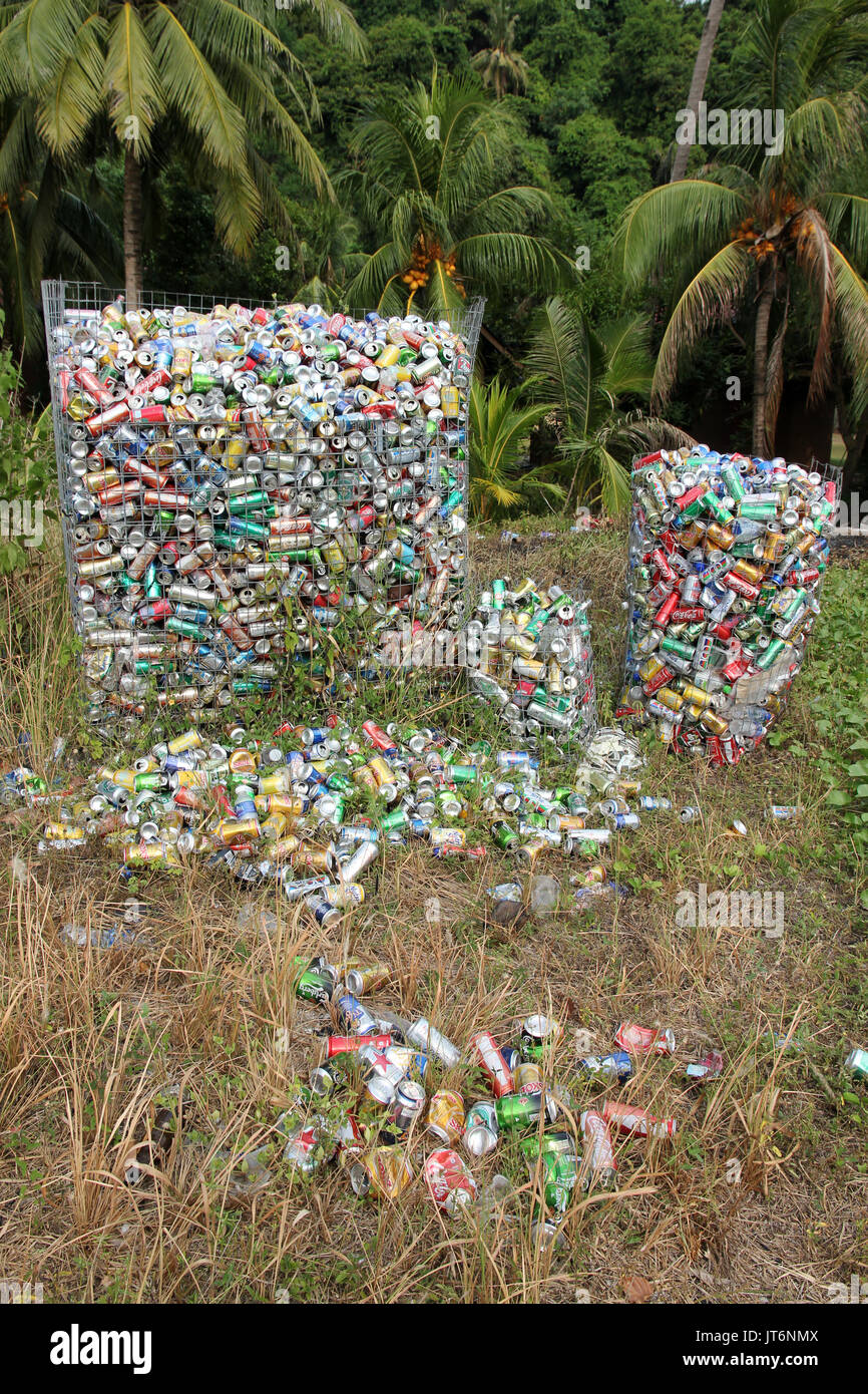 bottle and can waste Tioman Island Malaysia Stock Photo