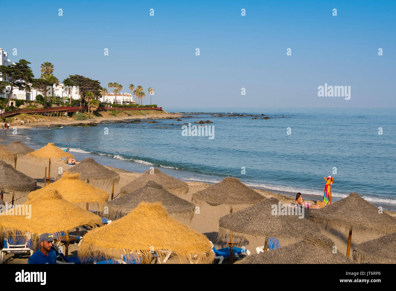 Beach, La Cala de Mijas. Costa del Sol, Málaga province. Andalusia, Southern Spain Europe Stock Photo