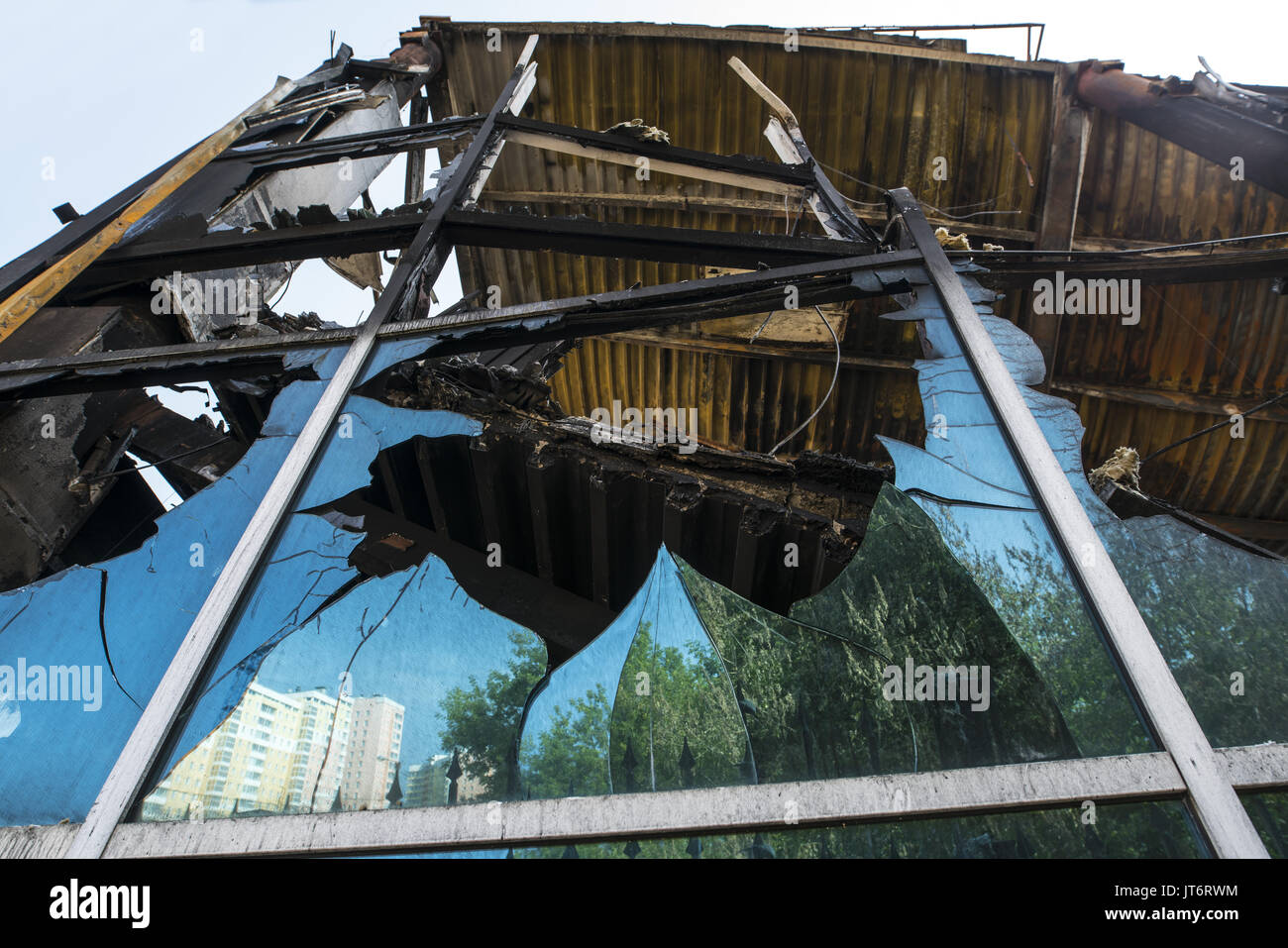 Windows of the building after the huge fire Stock Photo - Alamy