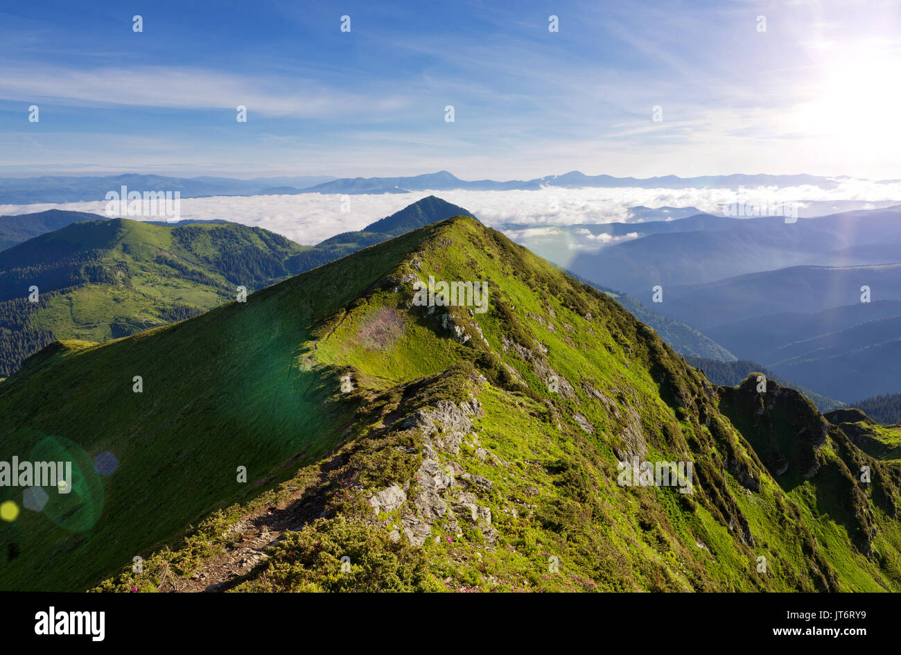 Magnificent view of the Carpathian Mountains in the morning Stock Photo ...