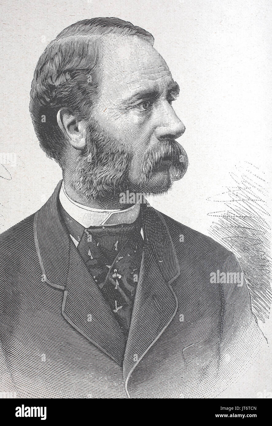 Christian IX , 1818 - 1906, was King of Denmark, Digital improved reproduction of an image published between 1880 - 1885 Stock Photo