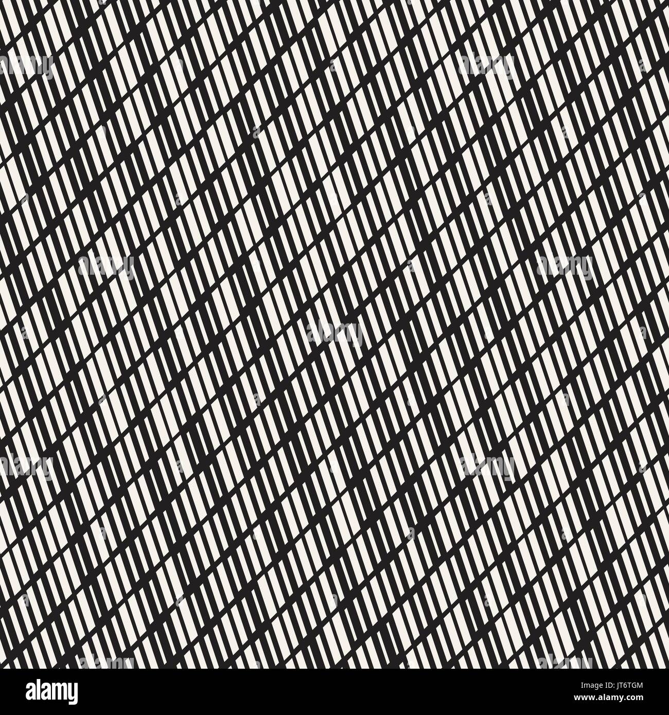 Black and White Irregular Dashed Lines Pattern. Modern Abstract Vector Seamless Background. Stylish Chaotic Stripes Mosaic Stock Vector