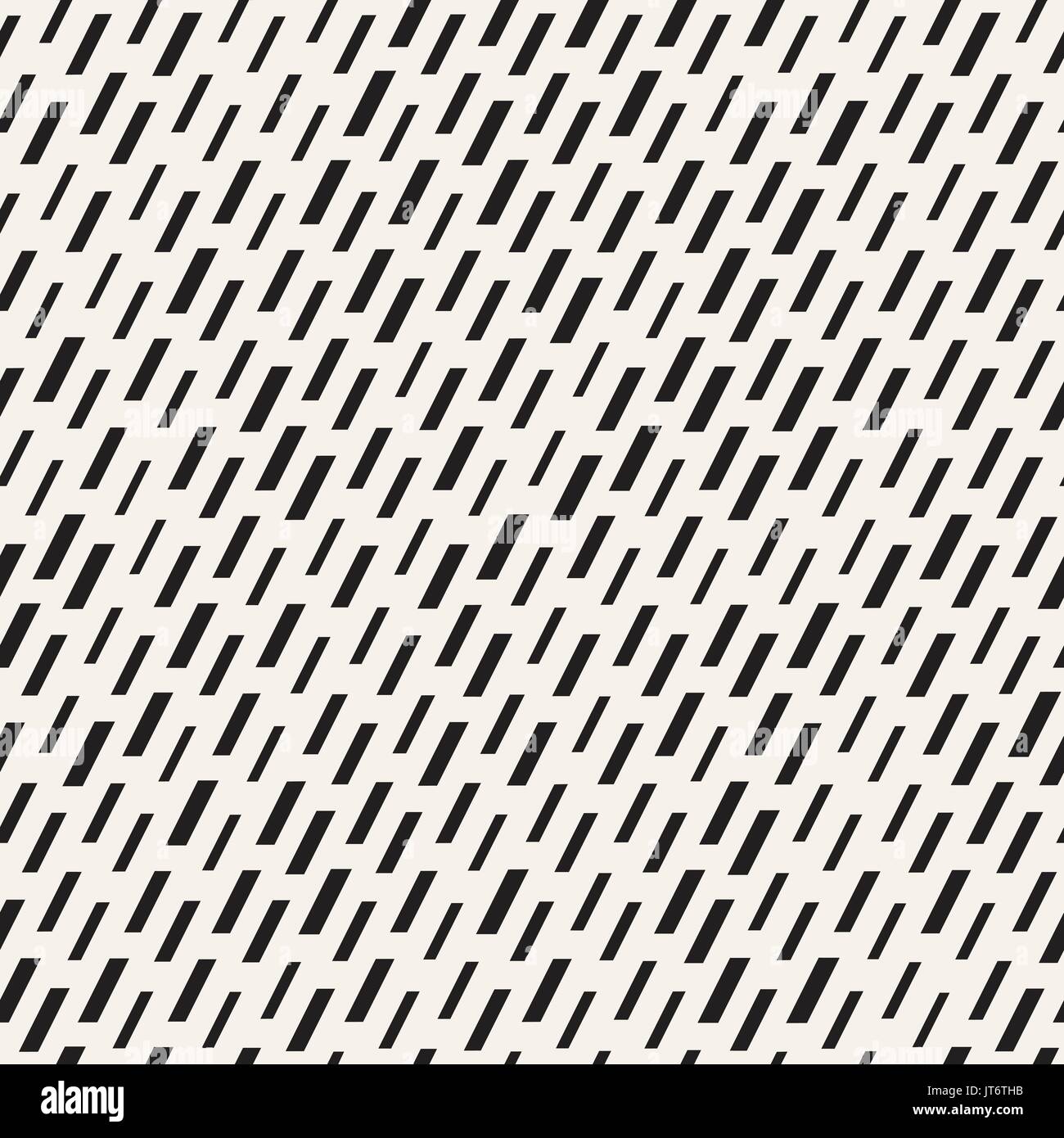 Black and White Irregular Dashed Lines Pattern. Modern Abstract Vector Seamless Background. Stylish Chaotic Stripes Mosaic Stock Vector