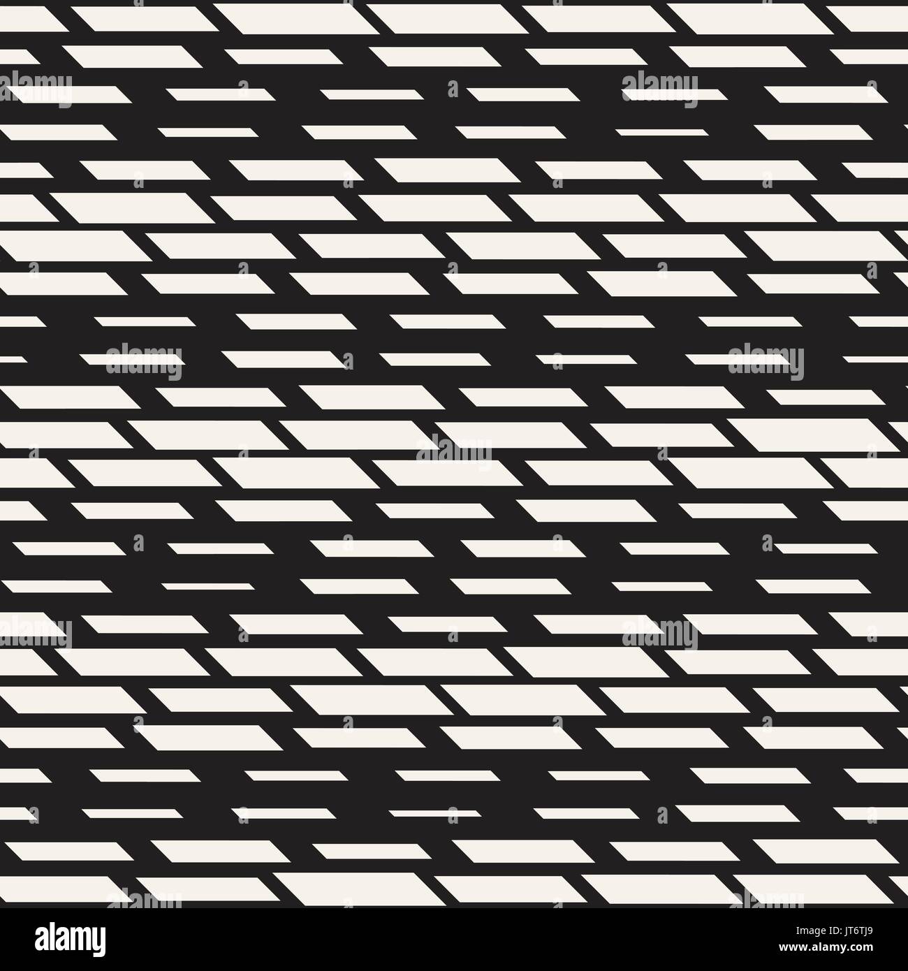 Black and White Irregular Dashed Lines Pattern. Modern Abstract Vector Seamless Background. Stylish Chaotic Stripes Mosaic Stock Vector
