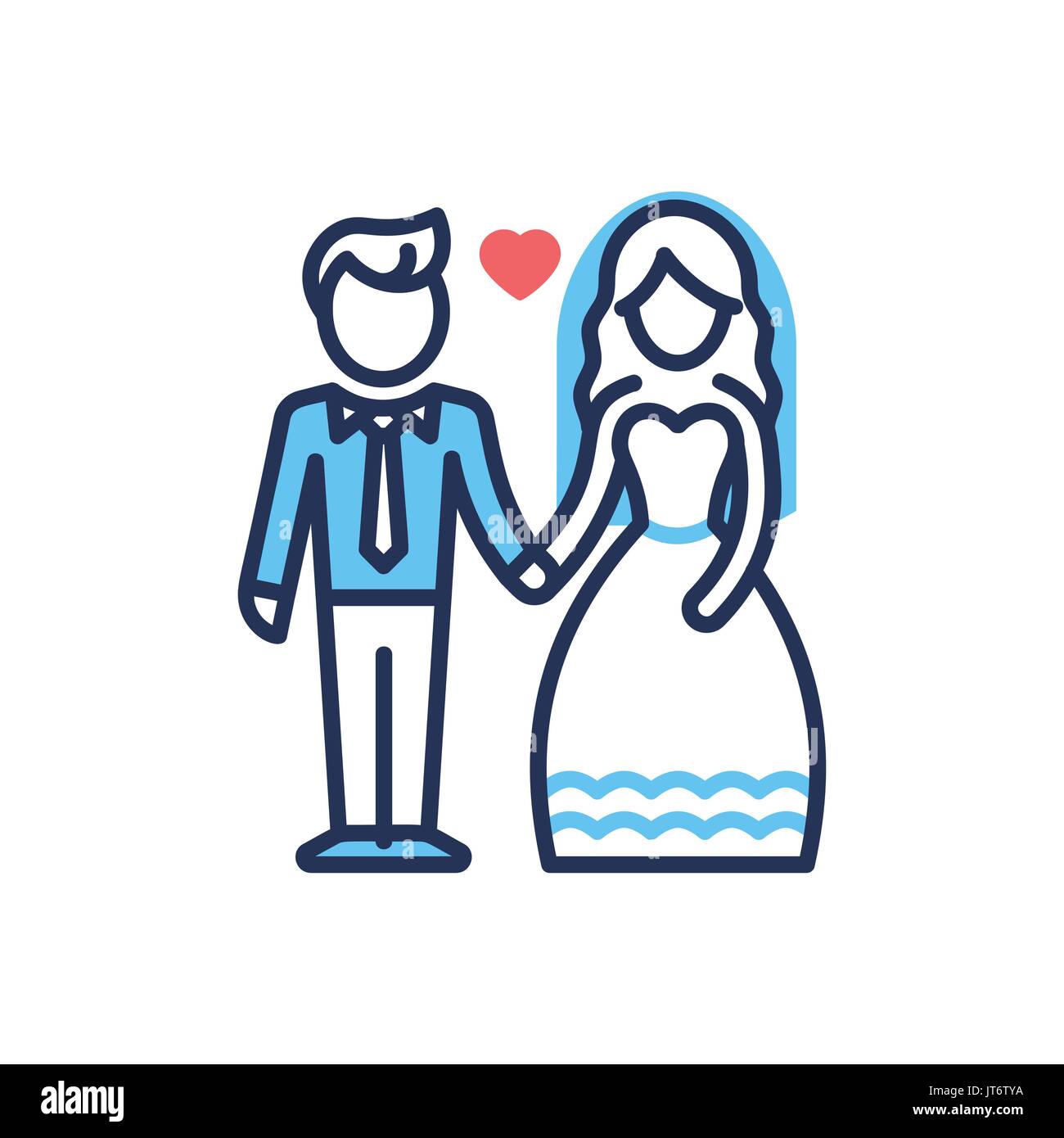 Groom and Bride - modern vector line design icon Stock Vector Image ...