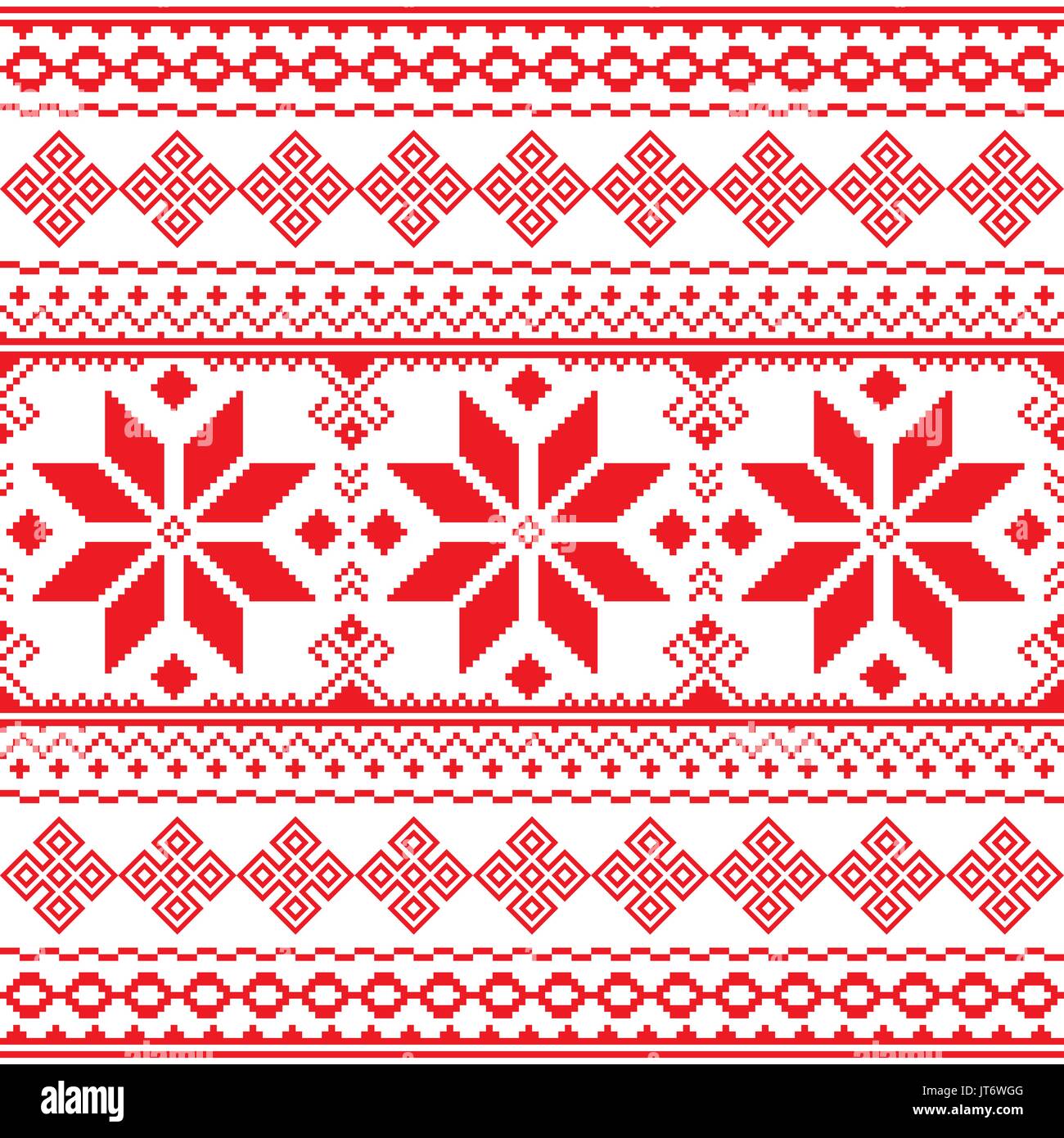 Traditional folk red embroidery pattern from Ukraine or Belarus - Vyshyvanka Stock Vector