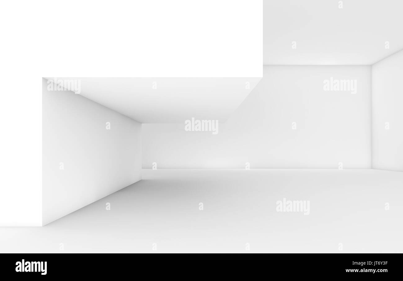 Abstract white empty interior with geometric niche installation. 3d ...