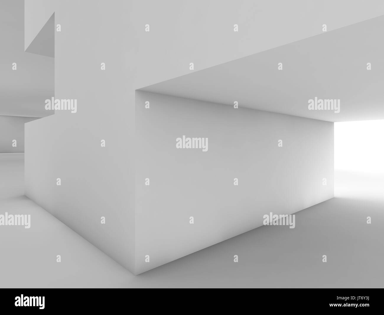 Abstract white empty interior with geometric niche installation. 3d ...