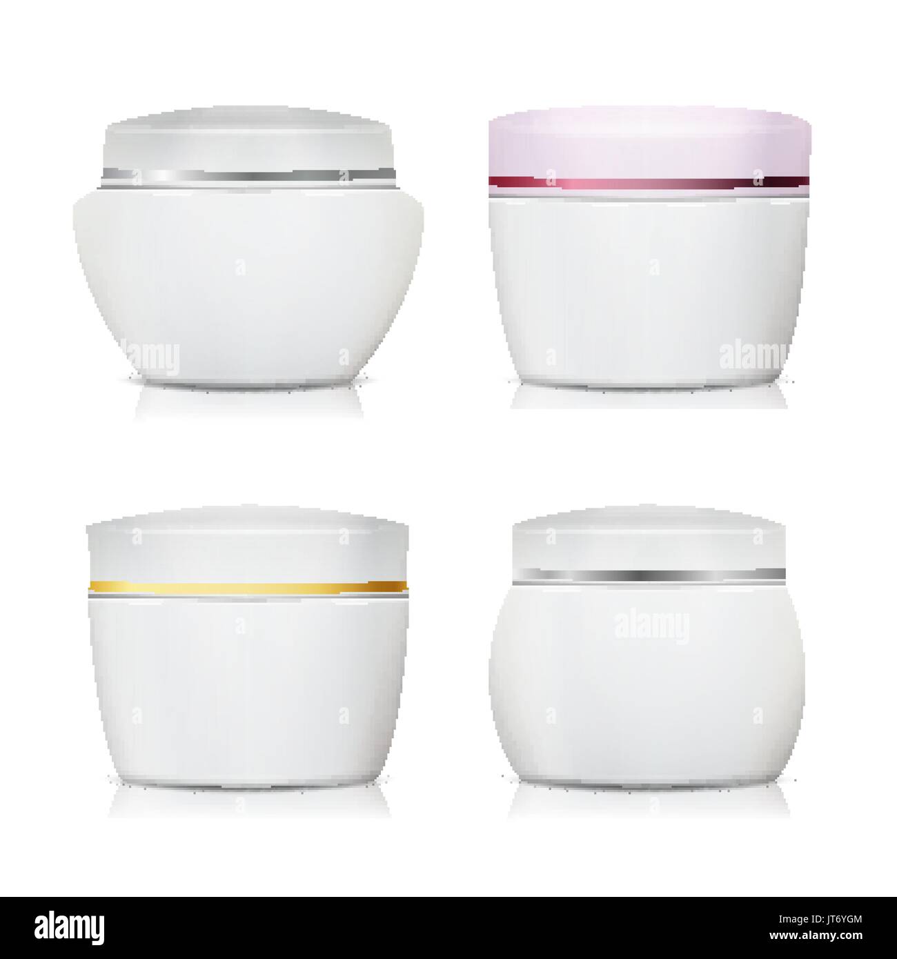 Cream Container Vector Set. Plastic Jar For Cosmetics Design. Face Cream Containers. Isolated On