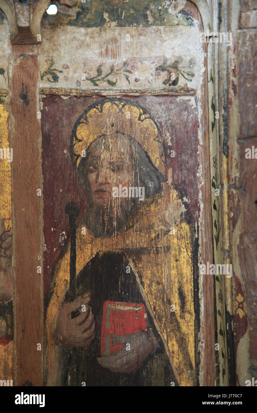 Saint Anthony Abbot, medieval rood screen paintings, St Andrew church