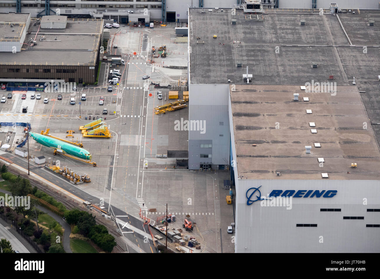 Aerial View Of Hangers, Boeing Renton Factory, Washington State, USA ...