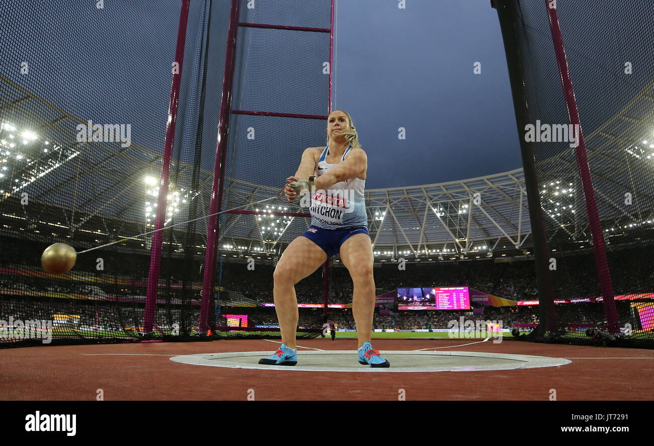 Great Britain's Sophie Hitchon competes in the women's hammer throw