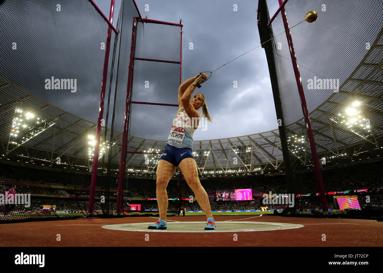 Great Britain's Sophie Hitchon competes in the women's hammer throw
