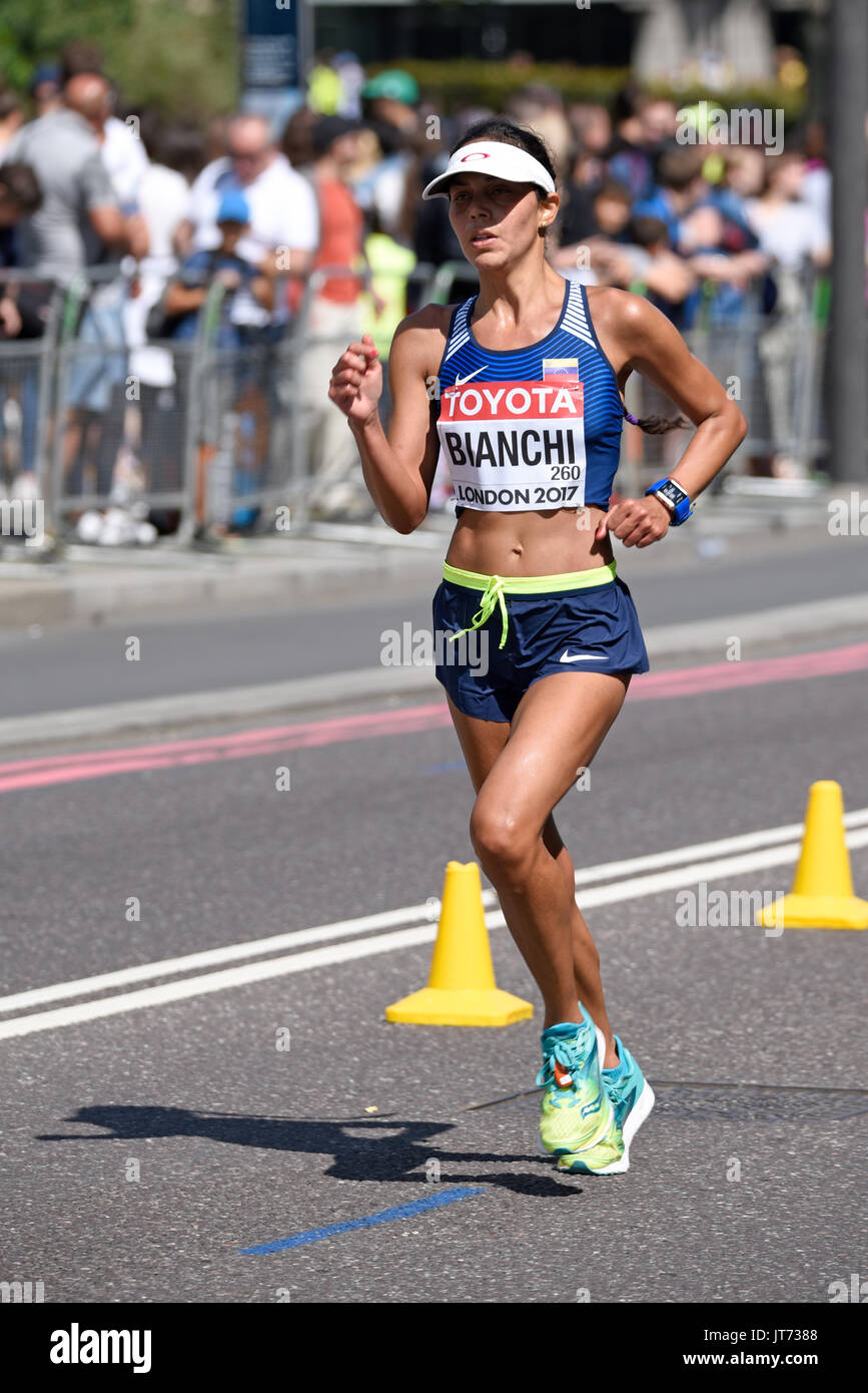 Maria Grazzia Bianchi of Venezuela running in the IAAF World Championships 2017 Marathon race in London, UK Stock Photo
