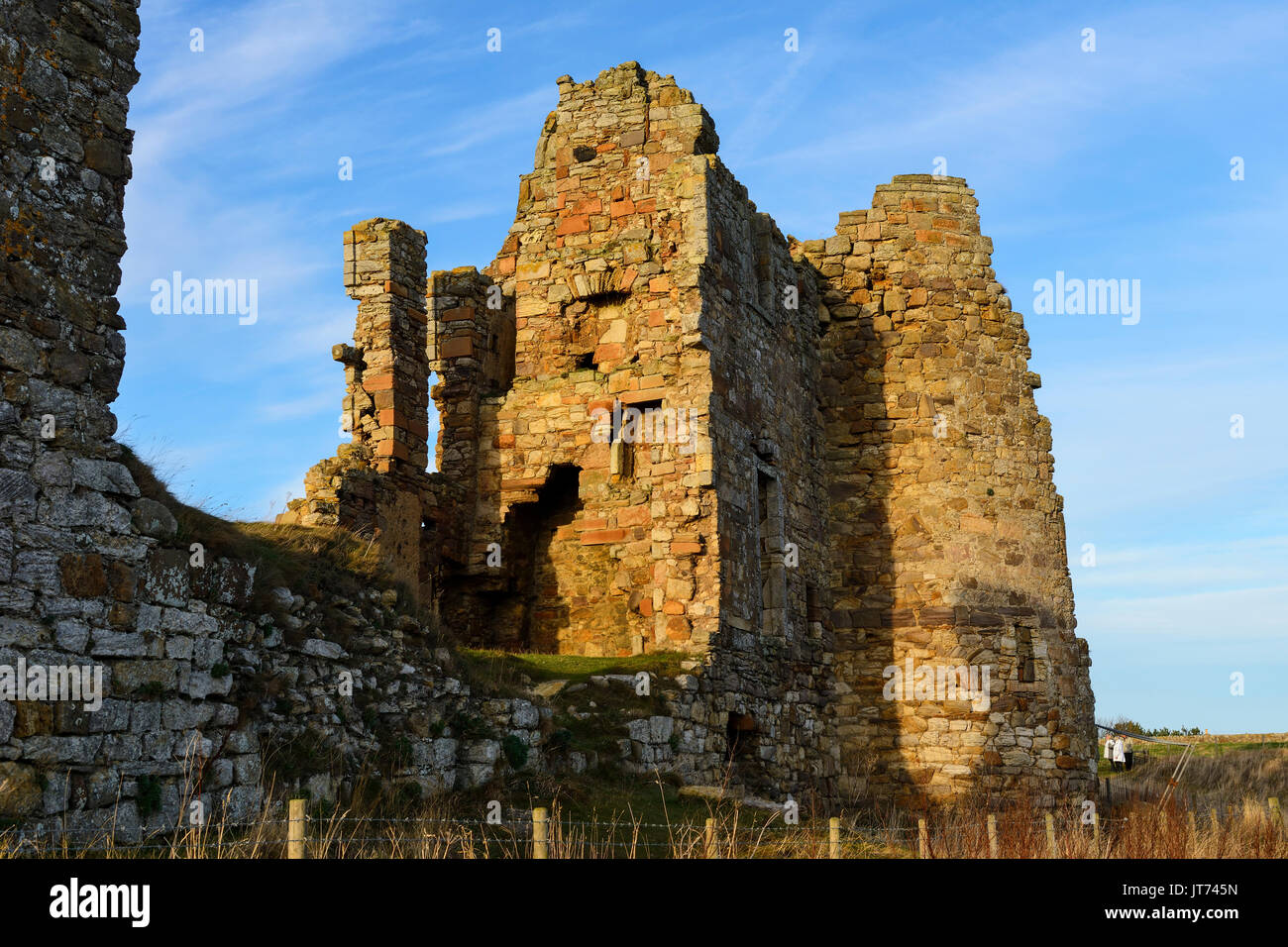 Ruin of Newark Castle on the Fife Coastal Path near St. Monans in East Neuk of Fife, Scotland, UK Stock Photo