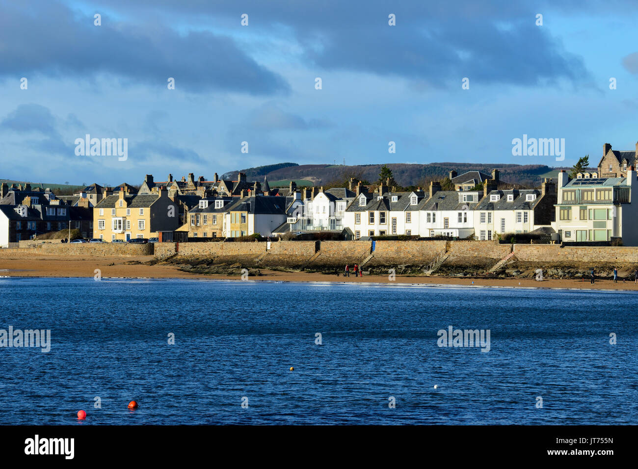 Seafront at Scottish coastal town of Elie in East Neuk of Fife ...