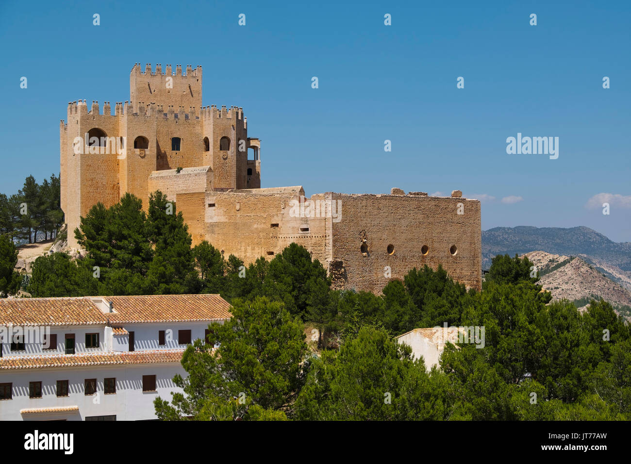 Moorish castle and village of Velez Blanco. Almeria province, Andalusia, Southern Spain Europe Stock Photo
