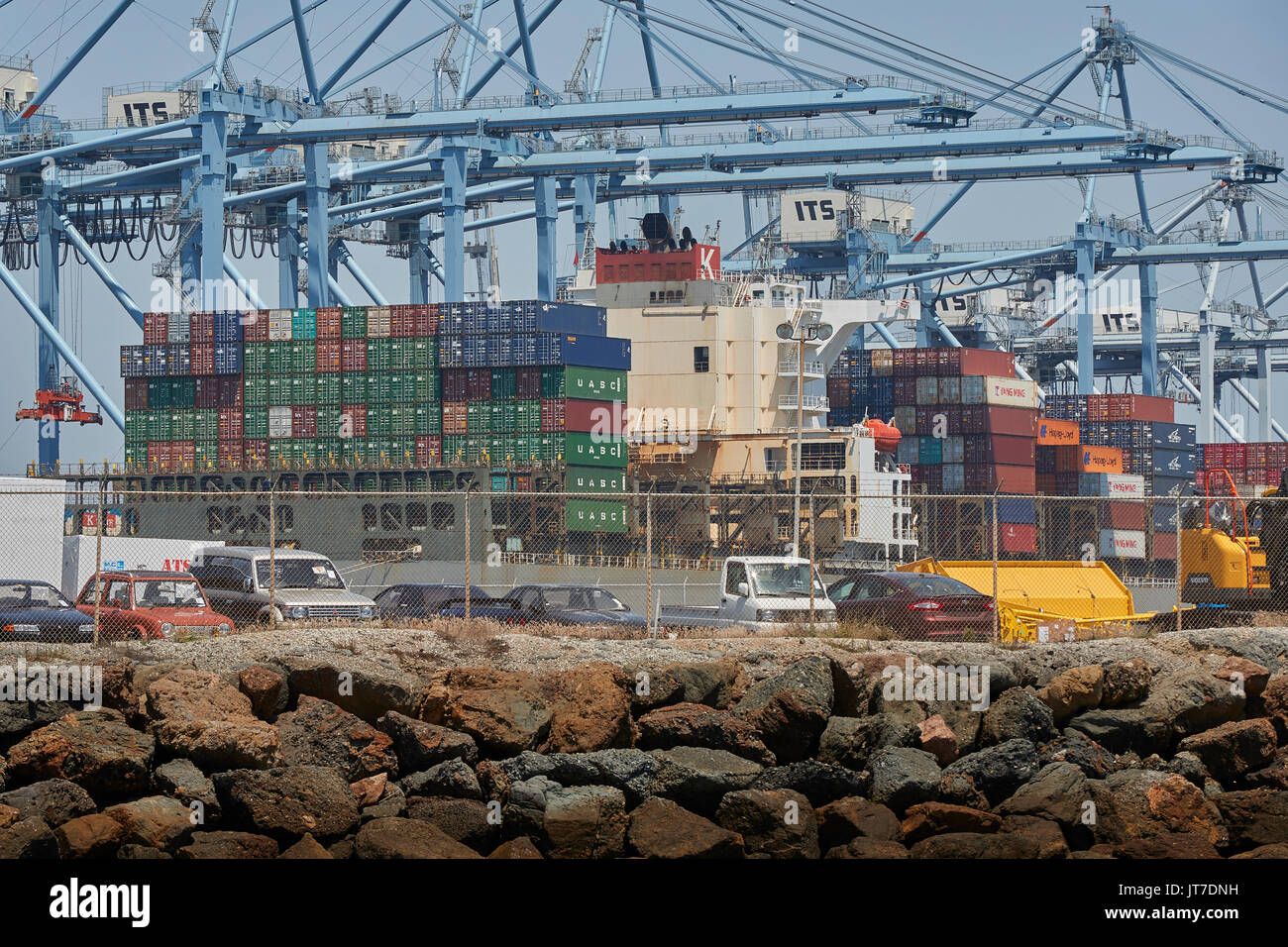 K Line Container Ship, Harbour Bridge, Loading And Unloading In The ...