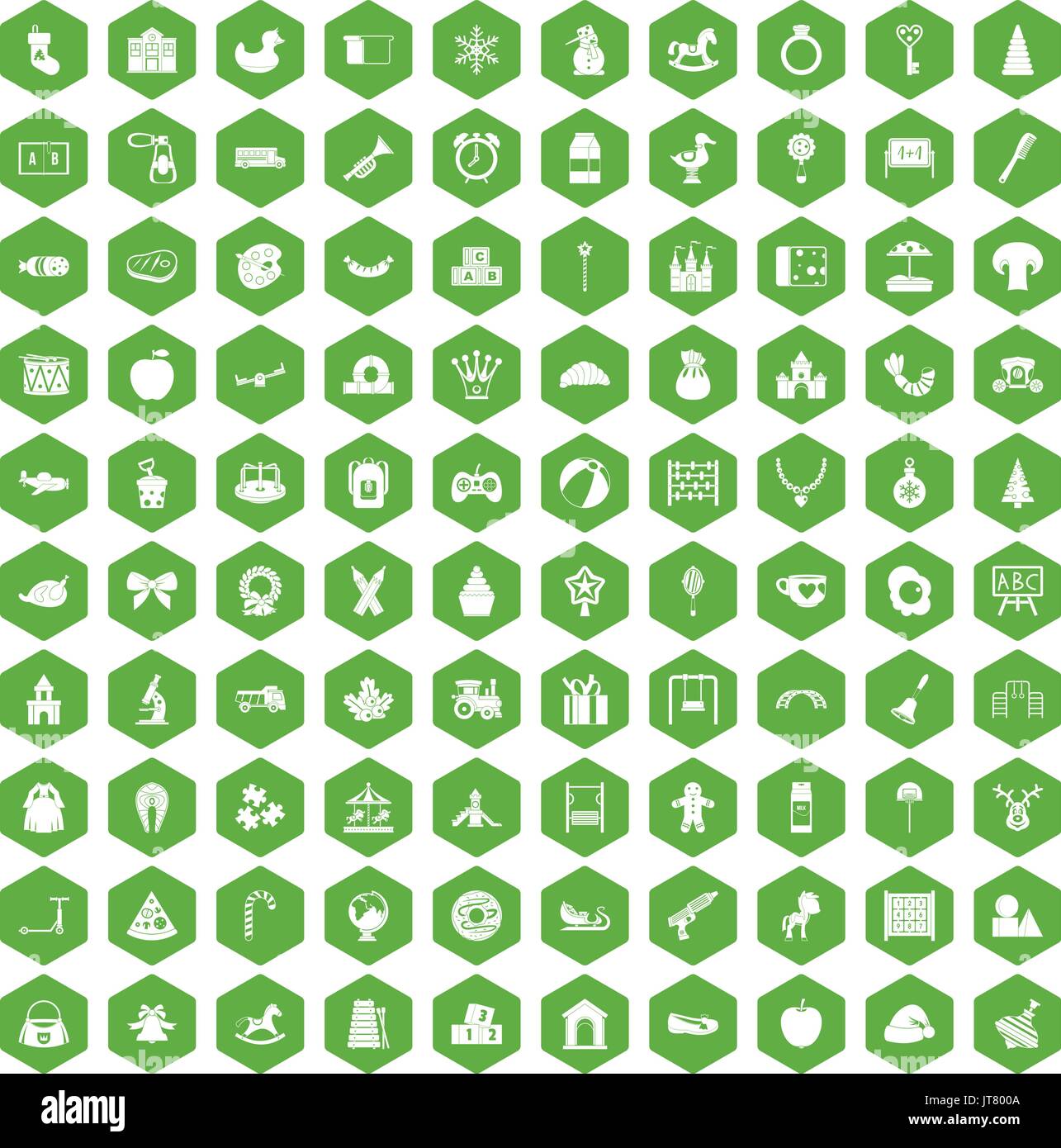 100 nursery school icons hexagon green Stock Vector Image & Art - Alamy