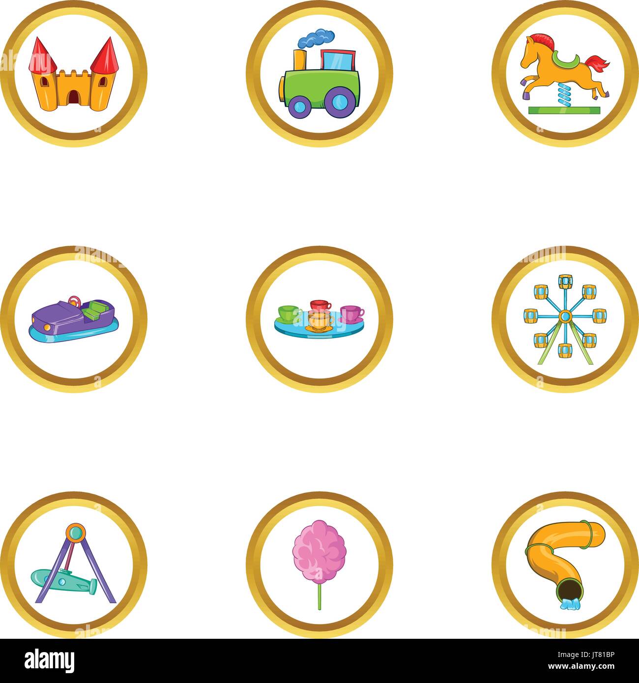 Amusement park icon set, cartoon style Stock Vector Image & Art - Alamy