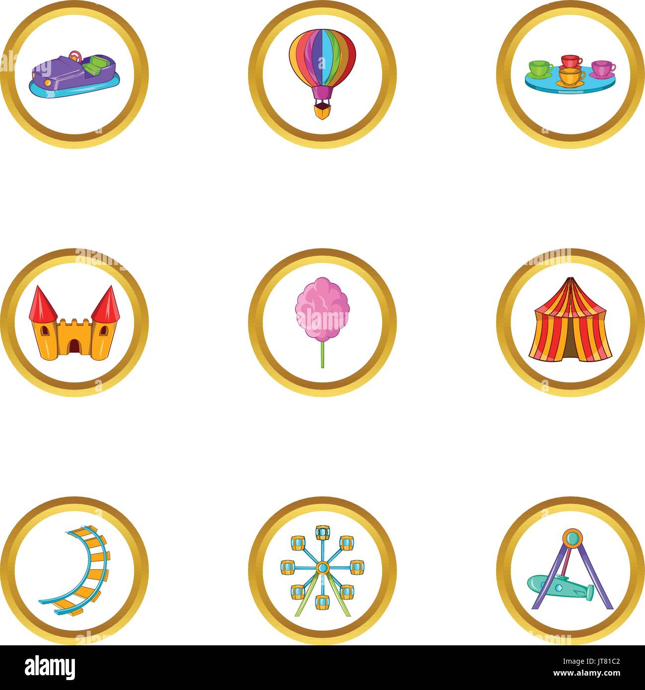 Amusement festival icon set, cartoon style Stock Vector Image & Art - Alamy