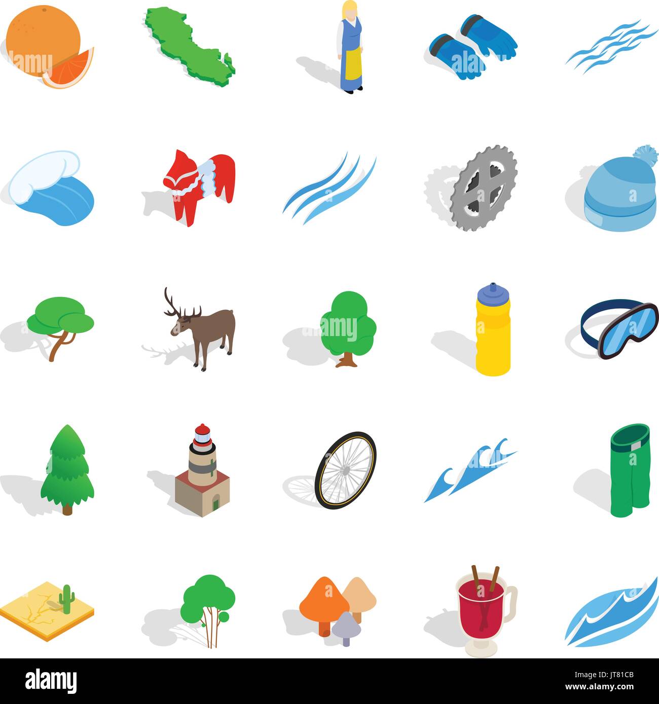 Unity icons set, isometric style Stock Vector