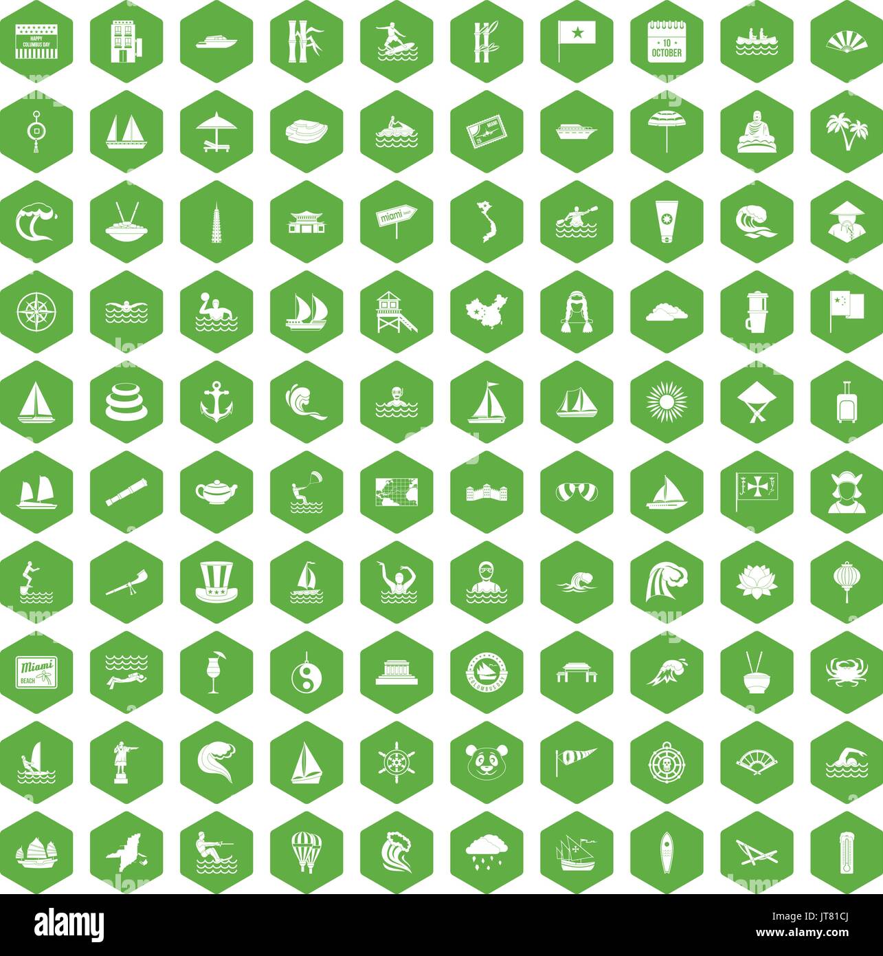 100 sailing vessel icons hexagon green Stock Vector Image & Art - Alamy