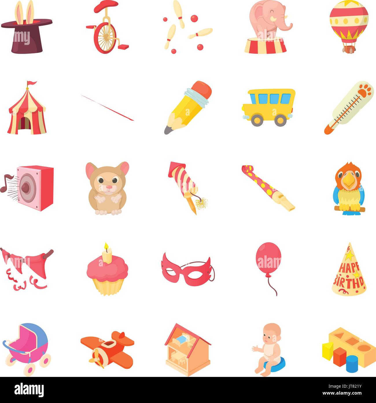 Happy childhood icons set, cartoon style Stock Vector Image & Art - Alamy