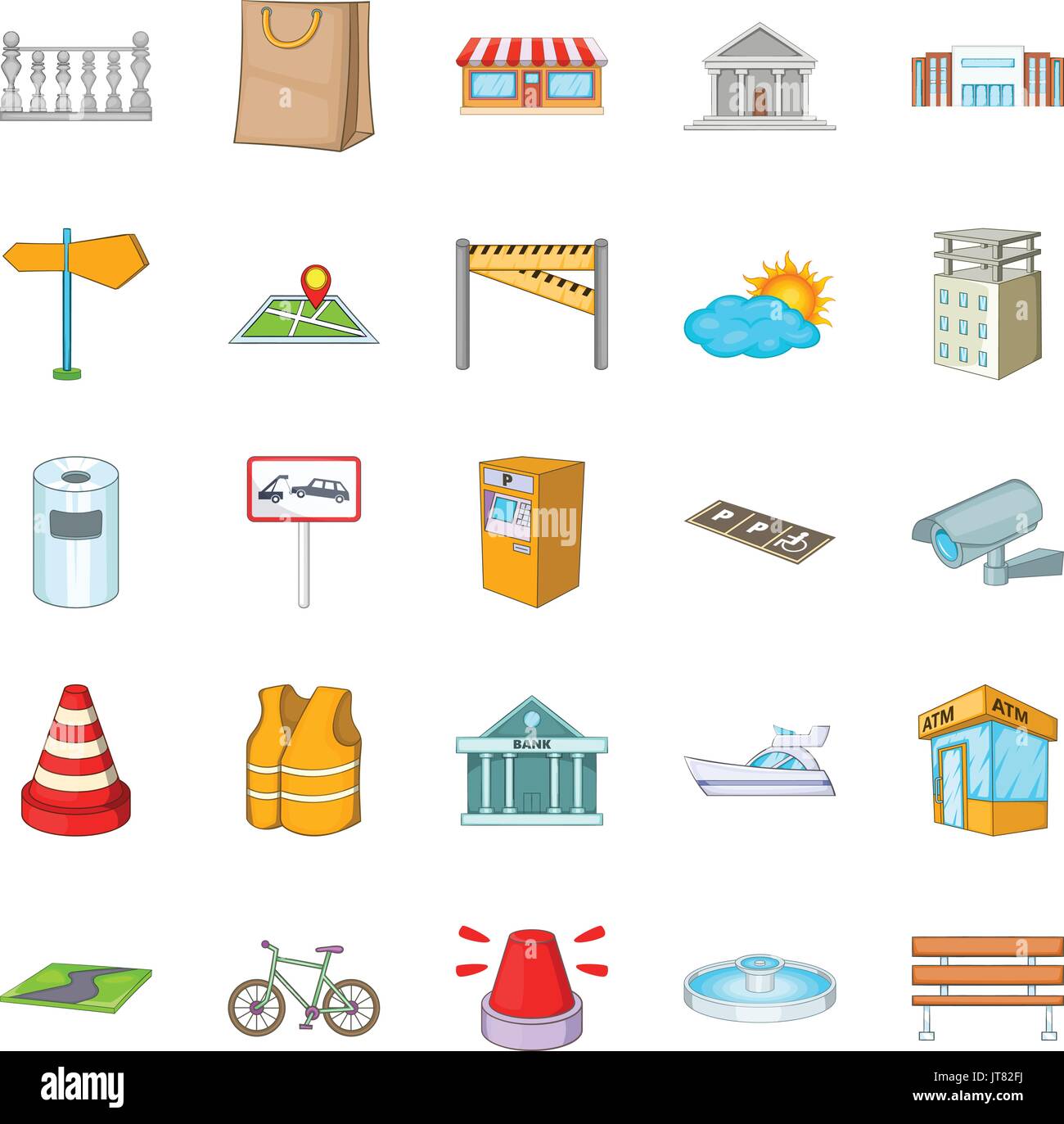Road icons set, cartoon style Stock Vector Image & Art - Alamy