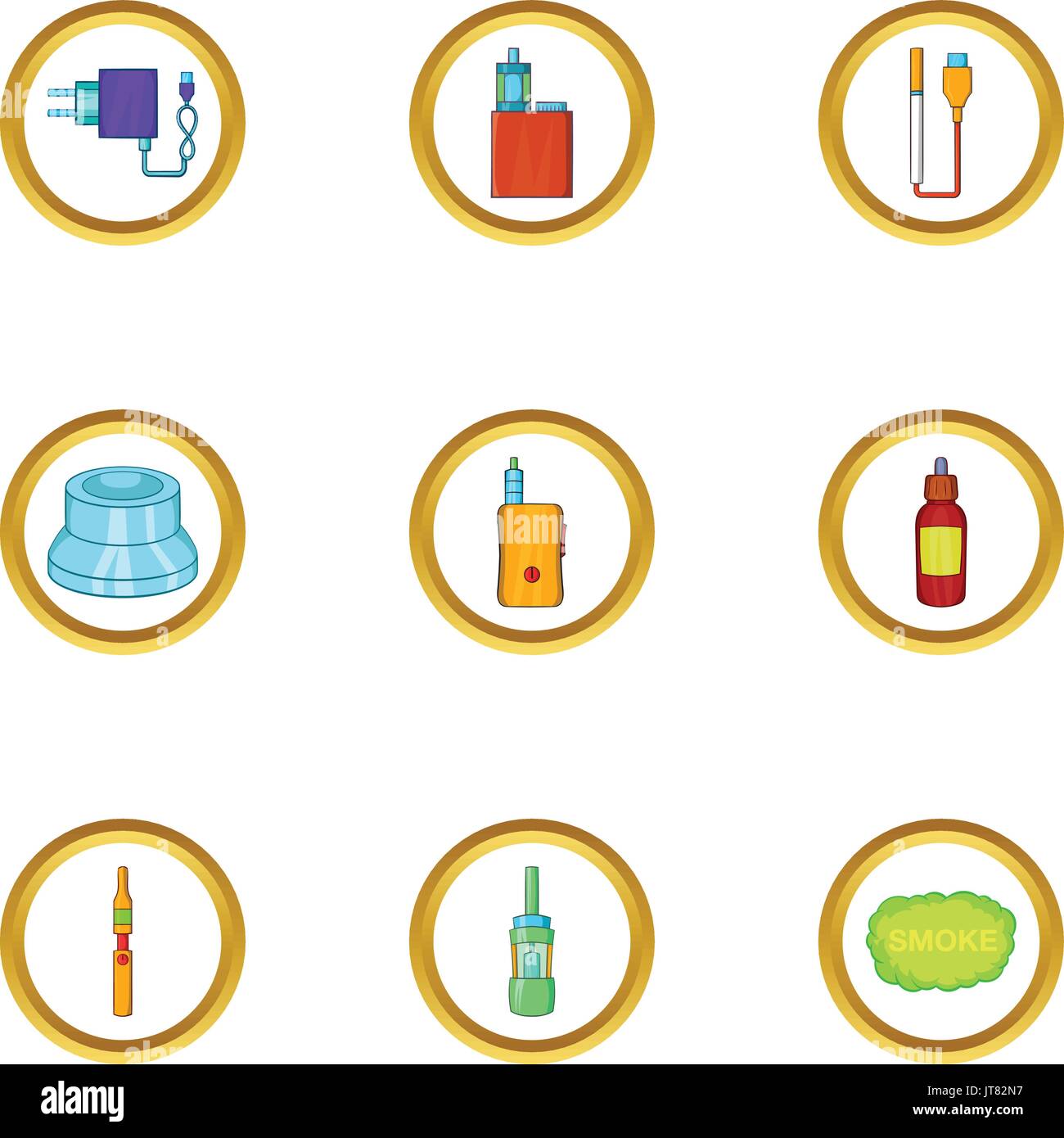 Vape icon set, cartoon style Stock Vector