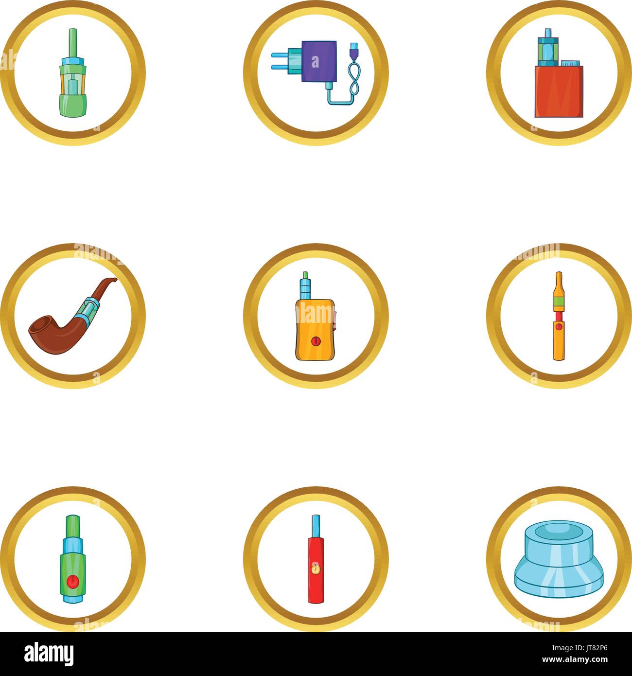 Electronic cigarette icon set, cartoon style Stock Vector