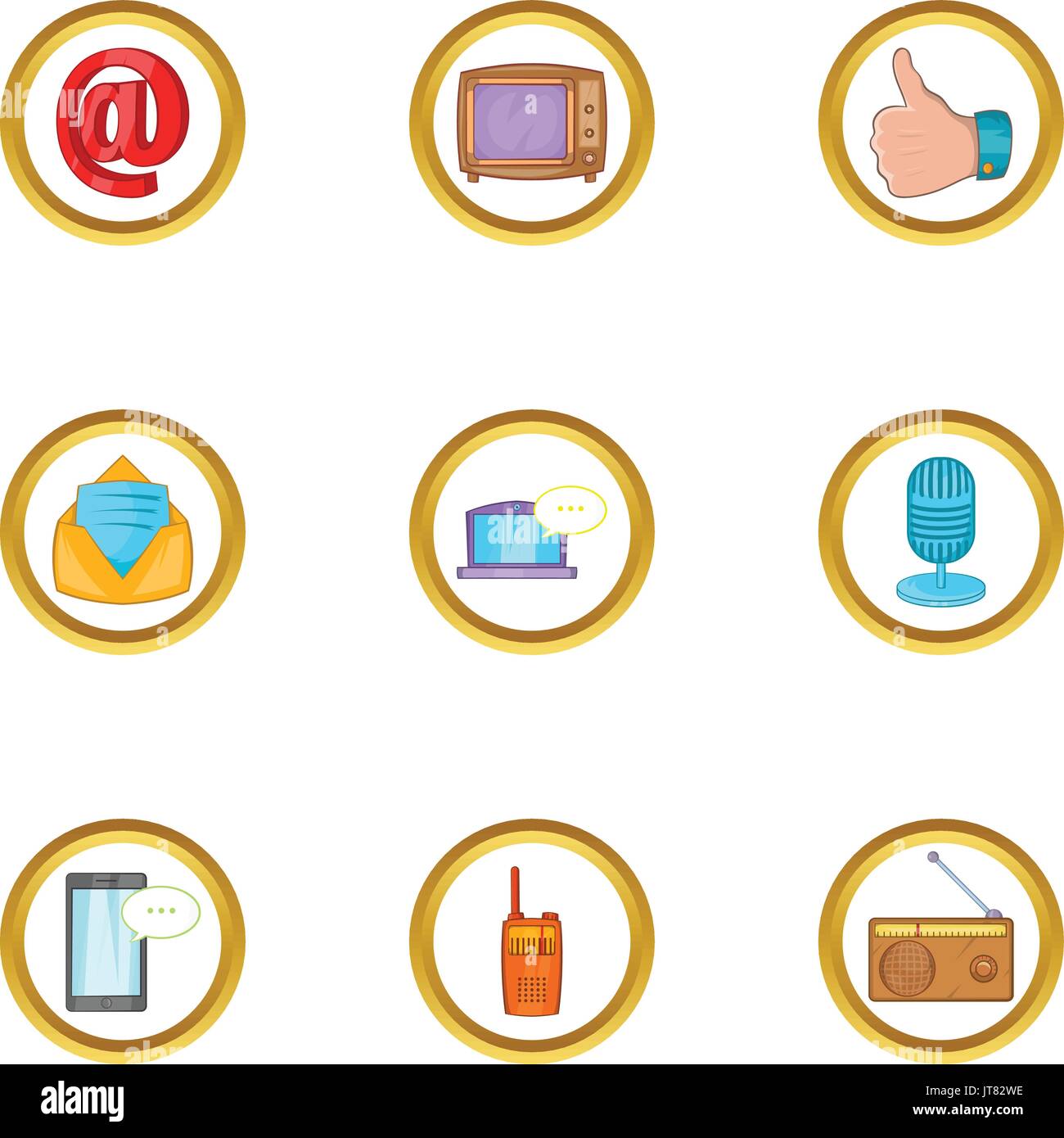 Media device icon set, cartoon style Stock Vector