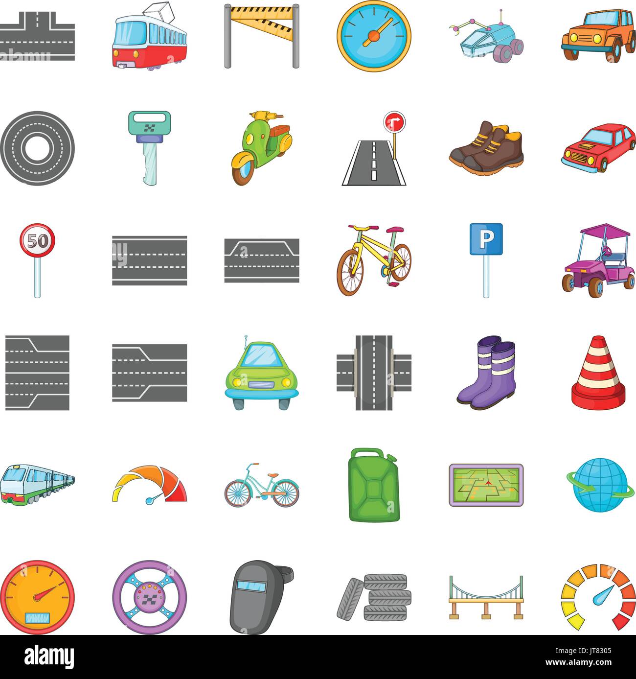Traffic icons set, cartoon style Stock Vector Image & Art - Alamy