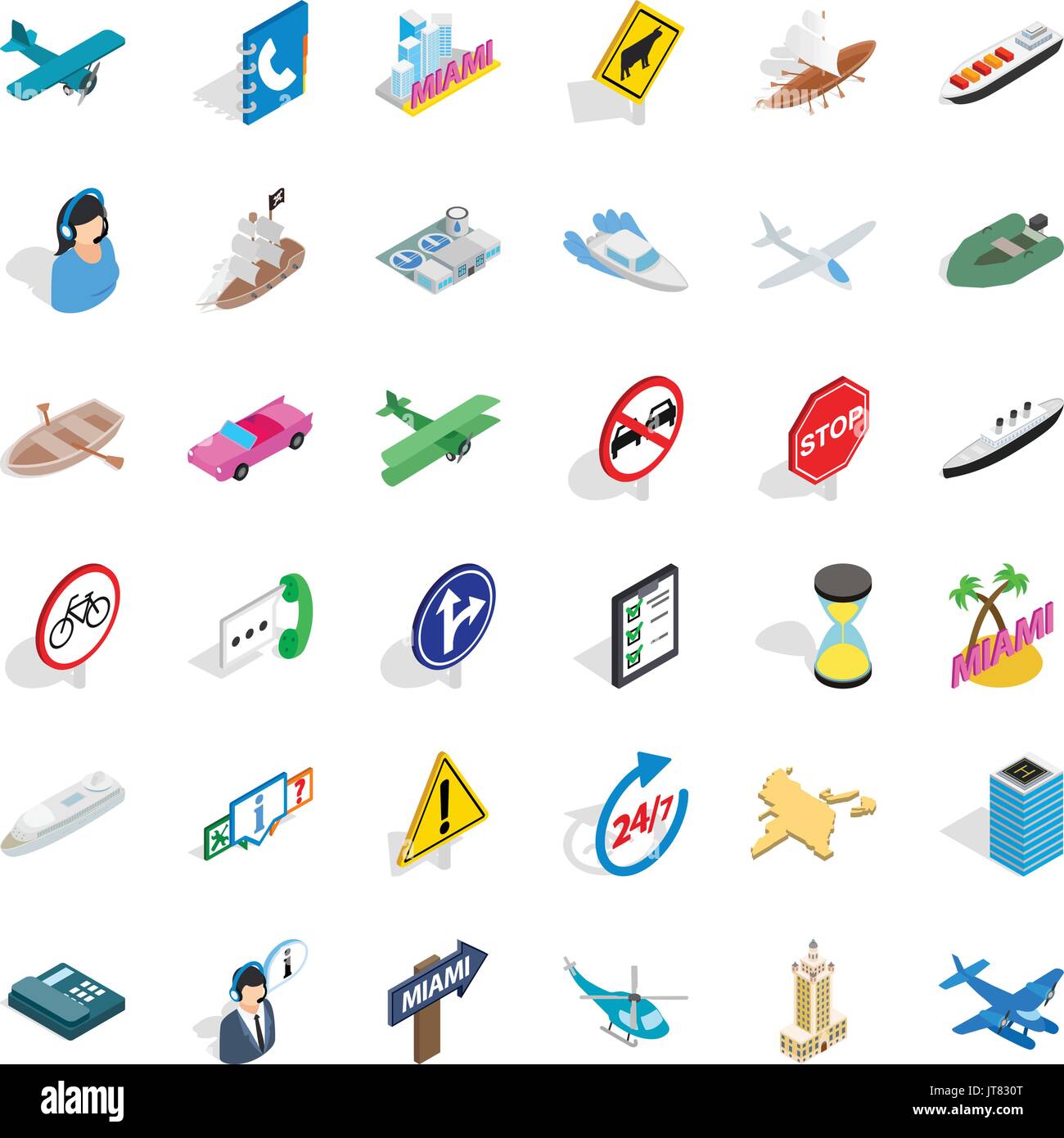 Traffic icons set, isometric style Stock Vector