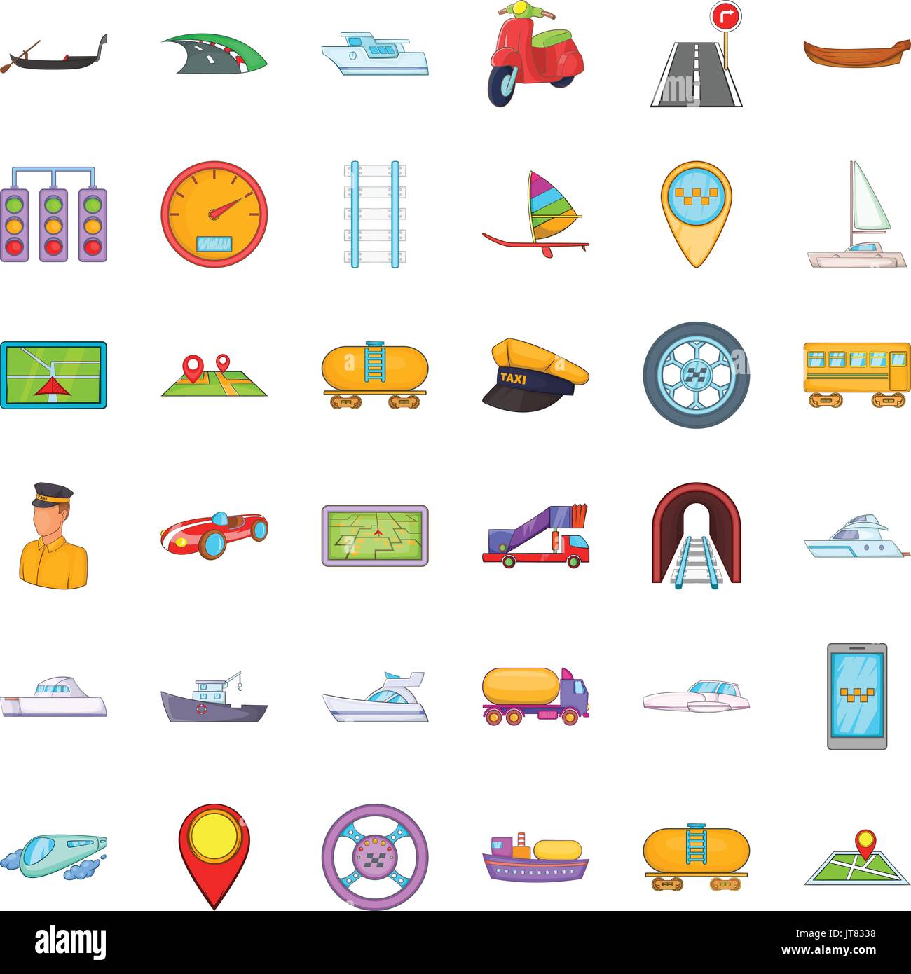 Transport icons set, cartoon style Stock Vector Image & Art - Alamy
