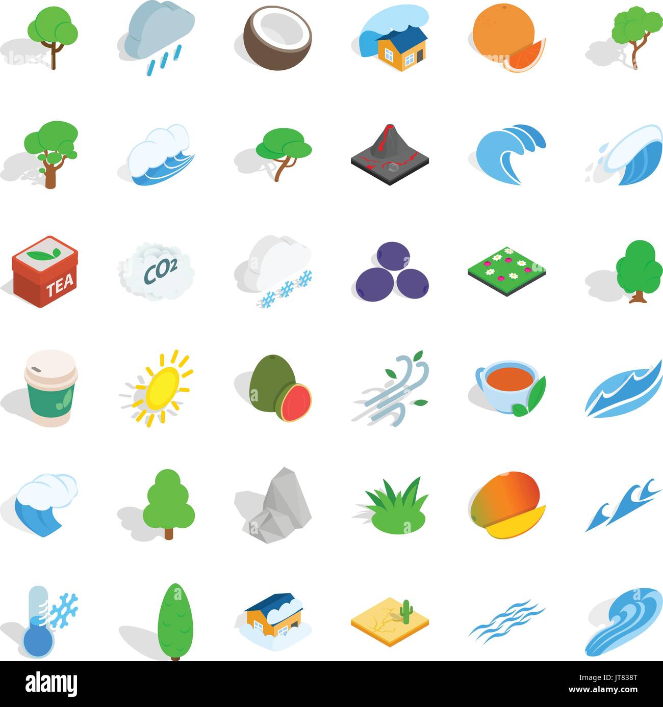 Big tree icons set, isometric style Stock Vector