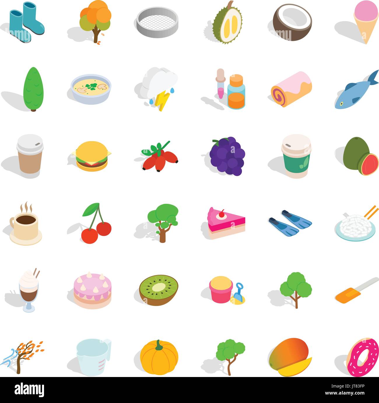 Vegetarian icons set, isometric style Stock Vector