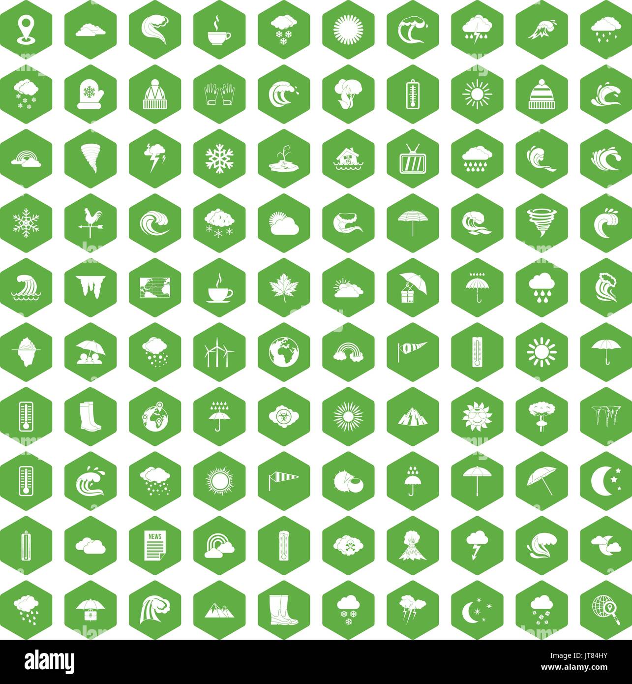 100 weather icons hexagon green Stock Vector Image & Art - Alamy